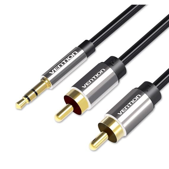Vention 3.5mm Male to 2RCA Male Audio Cable 1M Black Metal Type | Techbox