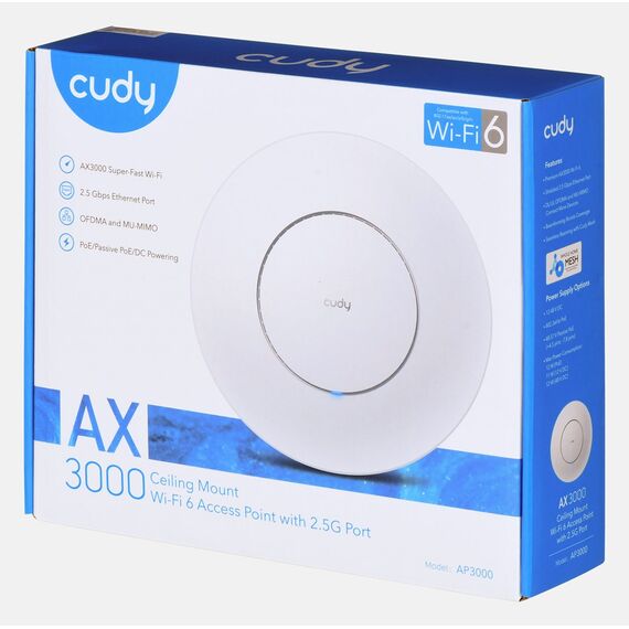 Cudy AP3000 wireless access point 2976 Mbit/s White Power over Ethernet (PoE) | Techbox
