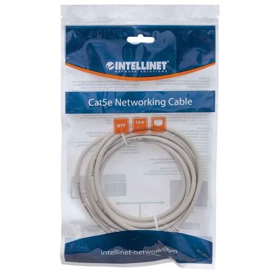Intellinet Network Patch Cable, Cat5e, 3m, Grey, CCA, U/UTP, PVC, RJ45, Gold Plated Contacts, Snagless, Booted, Lifetime Warranty, Polybag | Techbox