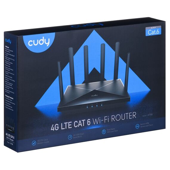 Cudy LT700 wireless router Gigabit Ethernet Dual-band (2.4 GHz / 5 GHz) 4G Black | Techbox