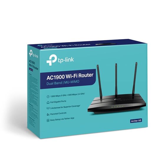 TP-Link Archer A8 wireless router Gigabit Ethernet Dual-band (2.4 GHz / 5 GHz) Black | Techbox