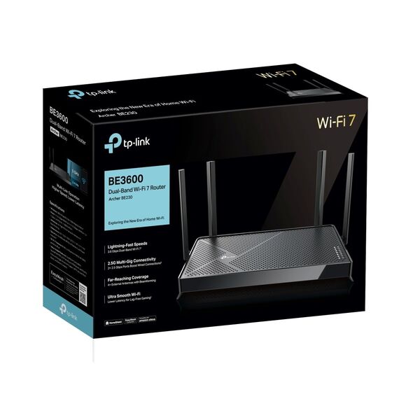 TP-Link Archer BE3600 wireless router 2.5 Gigabit Ethernet Dual-band (2.4 GHz / 5 GHz) Black - Modem & Routers - Network Devices - Techbox