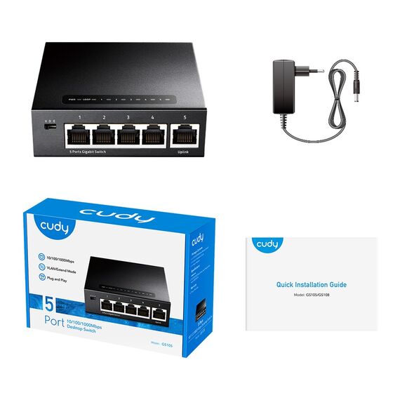 Cudy GS105 network switch Gigabit Ethernet (10/100/1000) Black | Techbox