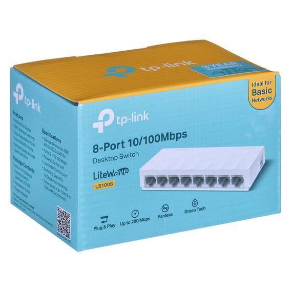 TP-LINK LS1008 Unmanaged Fast Ethernet (10/100) White - Switches - Network Devices - Techbox