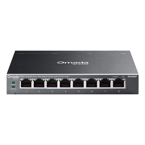TP-Link Omada ES208GP network switch Managed L2 Gigabit Ethernet (10/100/1000) Power over Ethernet (PoE) DIN rail Black - Switches - Network Devices - Techbox
