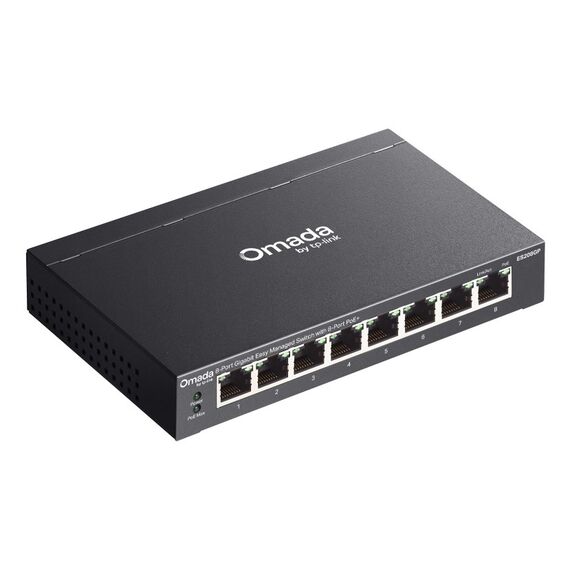 TP-Link Omada ES208GP network switch Managed L2 Gigabit Ethernet (10/100/1000) Power over Ethernet (PoE) DIN rail Black - Switches - Network Devices - Techbox