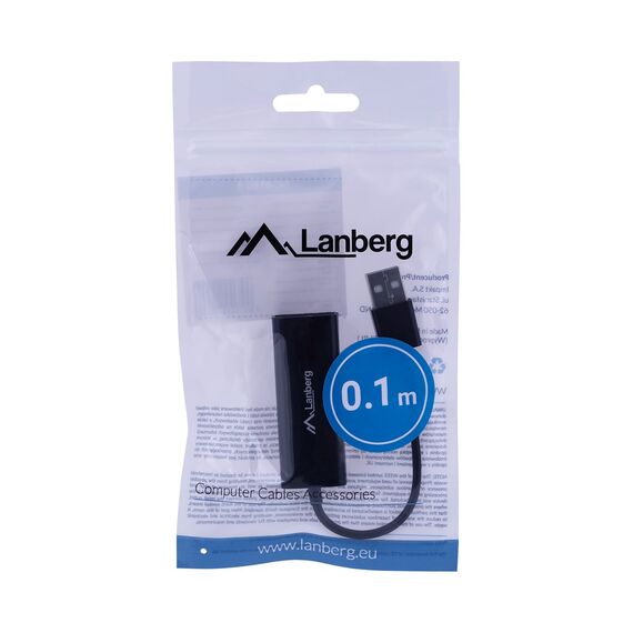 Lanberg NC-0100-01 cable interface/gender adapter USB-A RJ-45 Black | Techbox