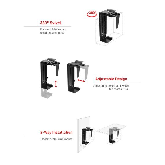 The MC-713 PC Holder Computer Under Desk Table Bracket Support Storage - Computer Case Accessories - PC Cases & Accessories - Techbox