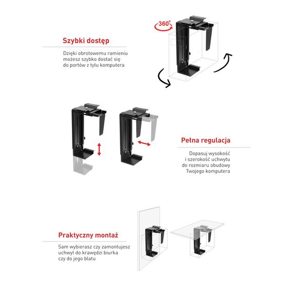 The MC-713 PC Holder Computer Under Desk Table Bracket Support Storage - Computer Case Accessories - PC Cases & Accessories - Techbox