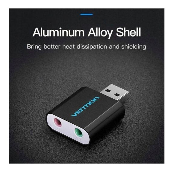 Vention USB External Sound Card Black Metal Type | Techbox