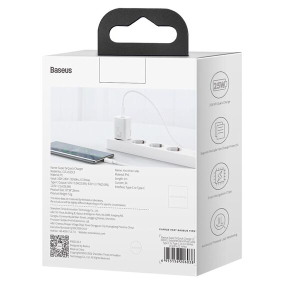 BASEUS MAINS CHARGER WITH CABLE TZCCSUP-L02 1C - Travel Chargers - Smartphone Chargers - Techbox