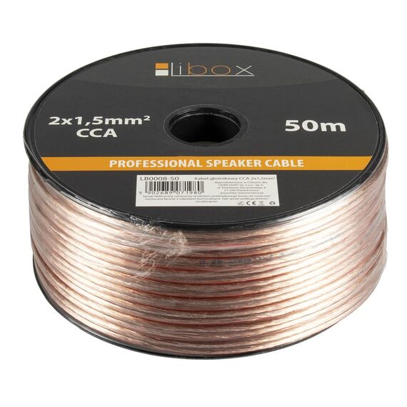 Libox Kabel głośnikowy 2x1,50mm LB0008-50 audio cable 50 m Transparent | Techbox
