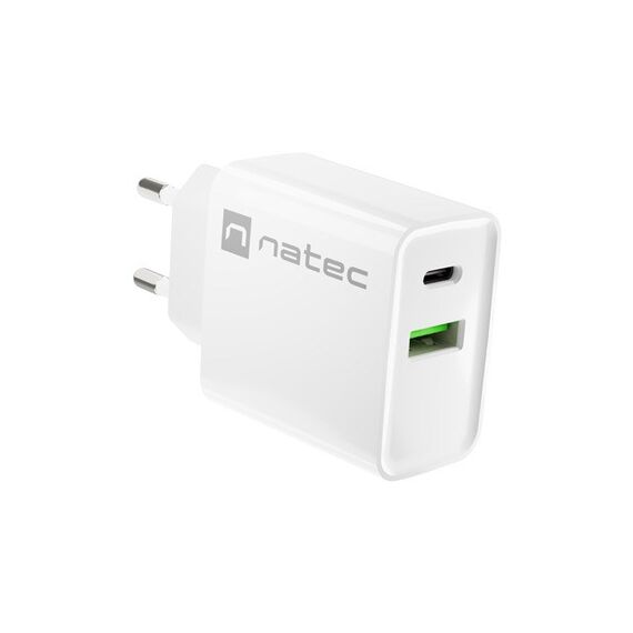 NATEC NETWORK CHARGER RIBERA USB-A+USB-C 20W PD - Travel Chargers - Smartphone Chargers - Techbox