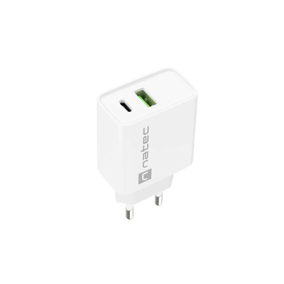 NATEC NETWORK CHARGER RIBERA USB-A+USB-C 20W PD - Travel Chargers - Smartphone Chargers - Techbox