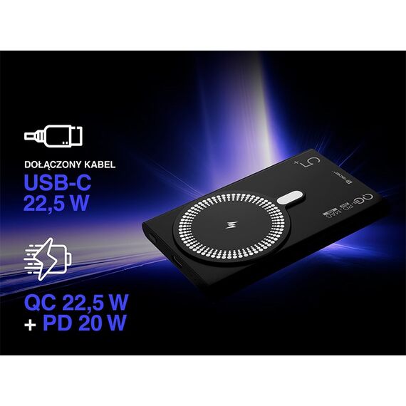 Tracer AirMag2 5000mAh PD20W+15W Mag, Black - Powerbanks - Smartphone Chargers - Techbox