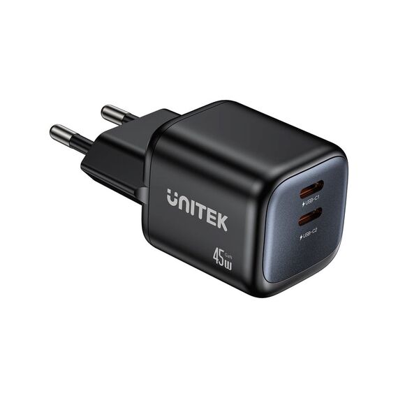 2x GAN 45W mains charger, 2x USB-C PD, QC | Techbox