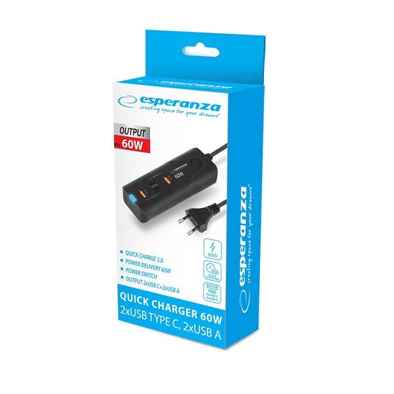 Esperanza EZC109 mobile device charger Universal Black AC Fast charging Indoor | Techbox