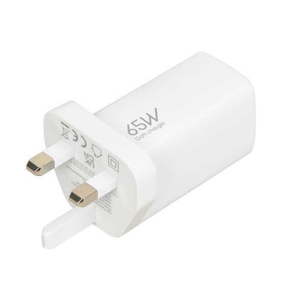 iBOX C-65 White, GaN 65W universal charger UK plug - Travel Chargers - Smartphone Chargers - Techbox