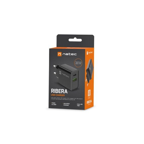 NATEC NETWORK CHARGER RIBERA USB-A+USB-C 20W PD | Techbox
