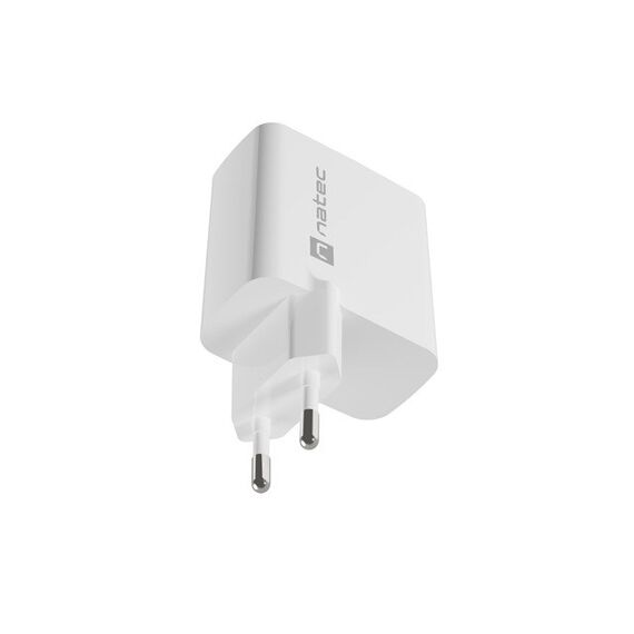 NATEC RIBERA GAN CHARGER 1X USB-A + 1X USB-C 45W WHITE | Techbox