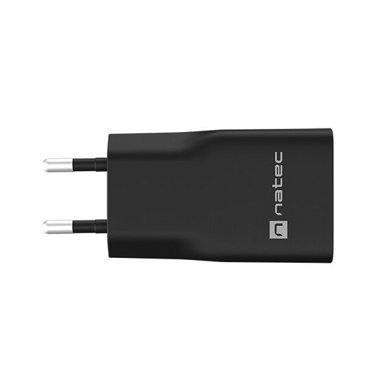 NATEC RIBERA GAN SLIM MAINS CHARGER 1× USB-A + 1× USB-C 20W BLACK - Travel Chargers - Smartphone Chargers - Techbox