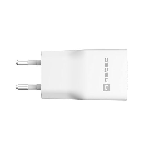 NATEC RIBERA GAN SLIM MAINS CHARGER 1× USB-A + 1× USB-C 20W WHITE - Travel Chargers - Smartphone Chargers - Techbox
