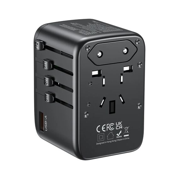 Power charger - Unitek 65W Universal Travel Adapter (P1122ABK01) | 1xUSB-A 3xUSB-C 1xAC | Techbox