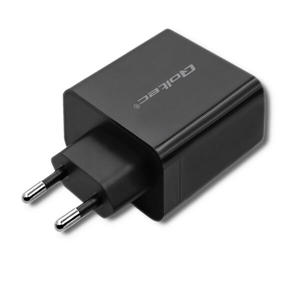 Qoltec 51717 Charger | 45W | 5-20V | 2.25-3A | USB type C PD | USB | Black - Travel Chargers - Smartphone Chargers - Techbox