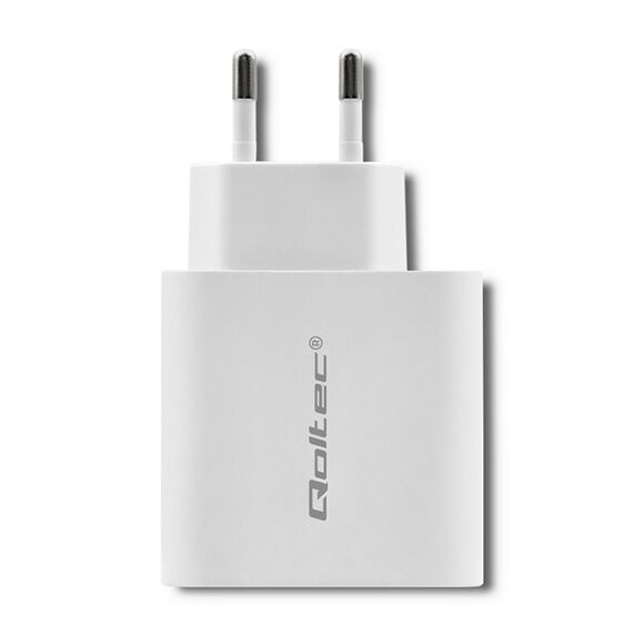 Qoltec 51718 Charger | 45W | 5-20V | 2.4-3A | USB type C PD | USB | White | Techbox