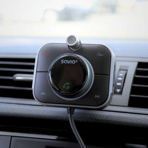 Savio TR-14 Transmiter FM z Bluetooth i ładowarką PD 87.6 - 107.9 MHz Bluetooth/USB Black | Techbox