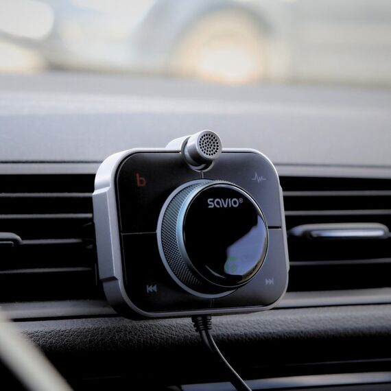 Savio TR-14 Transmiter FM z Bluetooth i ładowarką PD 87.6 - 107.9 MHz Bluetooth/USB Black | Techbox
