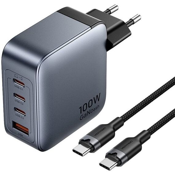 Vention 100W charger 1xUSB-A 3xUSB-C + cable | Techbox
