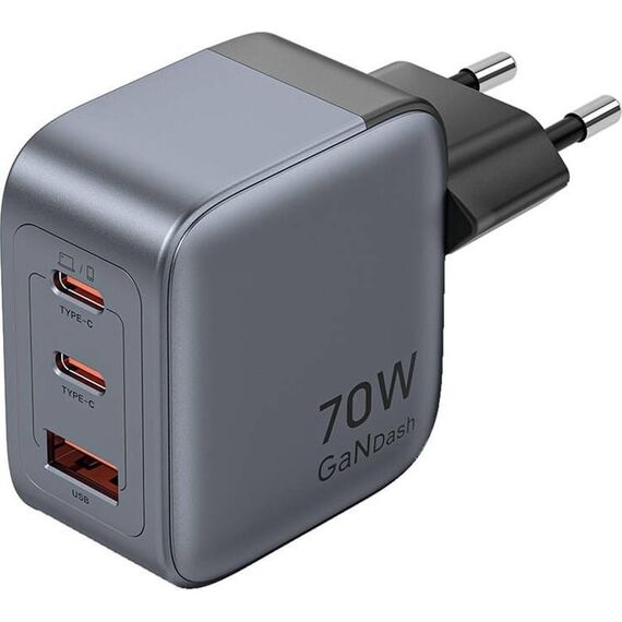 Vention 70W GaN PD Charger 1x USB-A 2x USB-C BK | Techbox