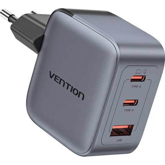 Vention 70W GaN PD Charger 1x USB-A 2x USB-C BK | Techbox