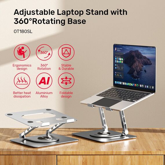 Unitek OT180SL01 360° adjustable laptop stand 10-16" | Techbox
