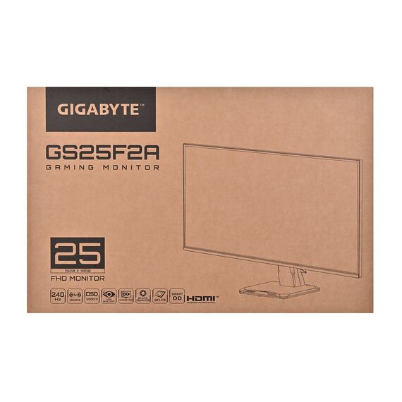 GIGABYTE GS25F2A 25" FHD Gaming Monitor - 1920 x 1080, 240Hz, 1ms, 300 cd/m², Display HDR 10, HDMI 2.0, Displayport 1.4 - Monitors - Monitors & Mounts - Techbox