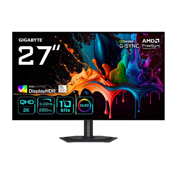 GIGABYTE MO27Q28G 27" OLED QHD Gaming Monitor - 2560 x 1440, 280Hz, 0.03ms, 335 cd/m², Display HDR True Black 500, HDMI 2.1, Displayport 1.4 - Monitors - Monitors & Mounts - Techbox