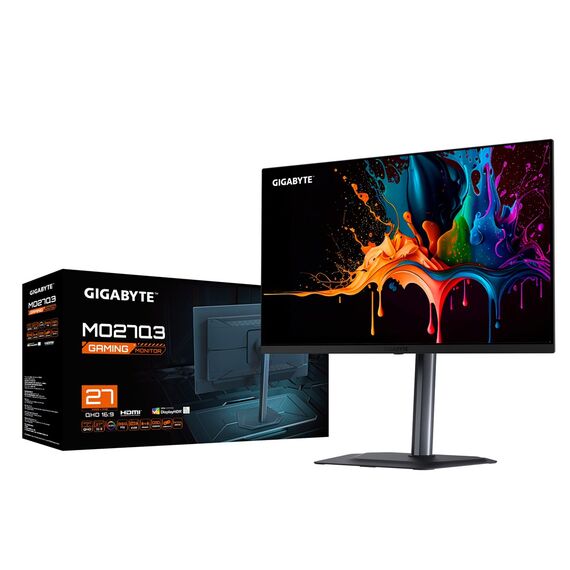 GIGABYTE MO27Q3 27” OLED QHD Gaming Monitor - 2560 x 1440, 360Hz, 0.03ms, 250 cd/m², G-Sync Compatible, FreeSync Premium Pro, Display HDR True Black 400, HDMI 2.1, Displayport 1.4 - Monitors - Monitors & Mounts - Techbox