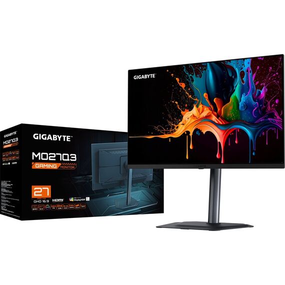GIGABYTE MO27Q3 27” OLED QHD Gaming Monitor - 2560 x 1440, 360Hz, 0.03ms, 250 cd/m², G-Sync Compatible, FreeSync Premium Pro, Display HDR True Black 400, HDMI 2.1, Displayport 1.4 - Monitors - Monitors & Mounts - Techbox