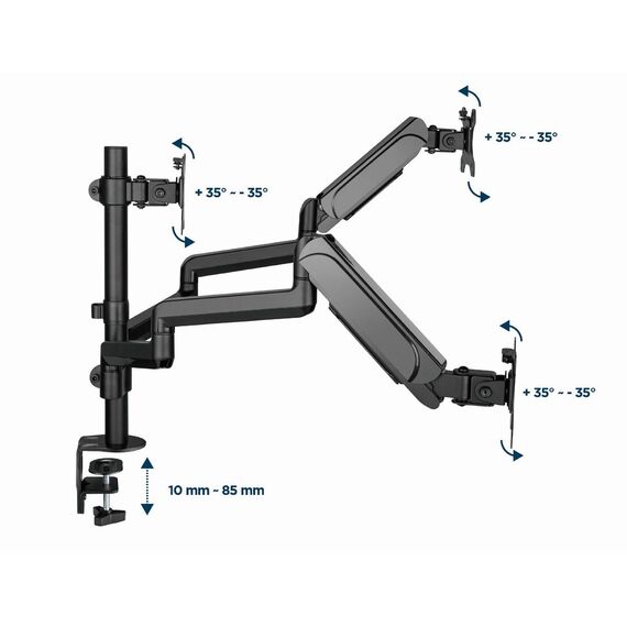 Gembird MA-DA3-01 monitor mount / stand 68.6 cm (27") Desk Black - Stands & Accessories - Monitors & Mounts - Techbox