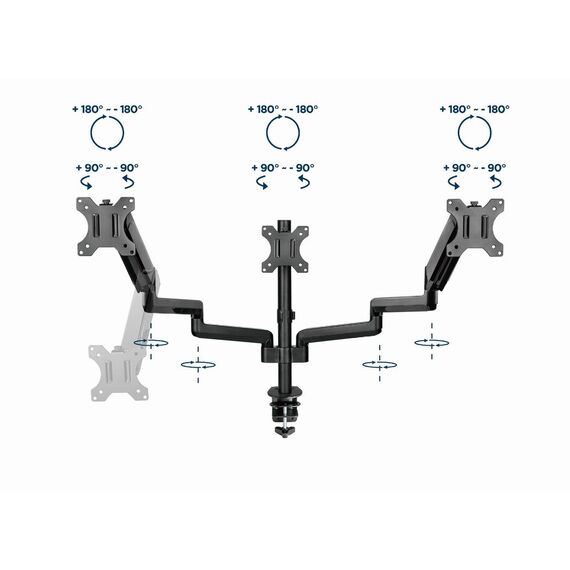 Gembird MA-DA3-01 monitor mount / stand 68.6 cm (27") Desk Black - Stands & Accessories - Monitors & Mounts - Techbox