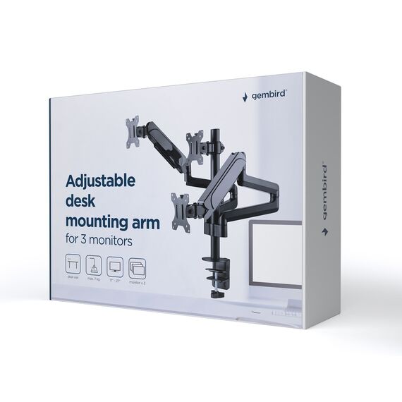 Gembird MA-DA3-01 monitor mount / stand 68.6 cm (27") Desk Black - Stands & Accessories - Monitors & Mounts - Techbox