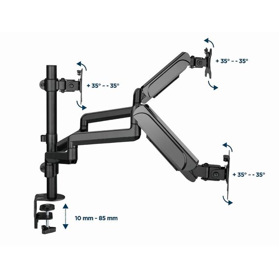 Gembird MA-DA3-01 monitor mount / stand 68.6 cm (27") Desk Black - Stands & Accessories - Monitors & Mounts - Techbox