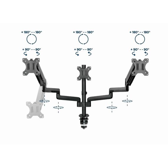 Gembird MA-DA3-01 monitor mount / stand 68.6 cm (27") Desk Black - Stands & Accessories - Monitors & Mounts - Techbox