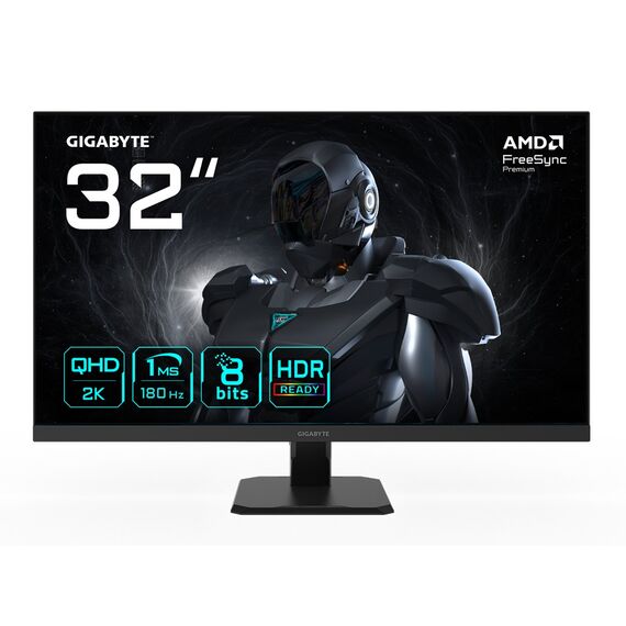 GIGABYTE GS32QA 32” QHD Gaming Monitor - 2560 x 1440, 180Hz, 1ms, 300 cd/m², FreeSync Premium, HDR Ready, HDMI 2.0, Displayport 1.4 - Monitors - Monitors & Mounts - Techbox