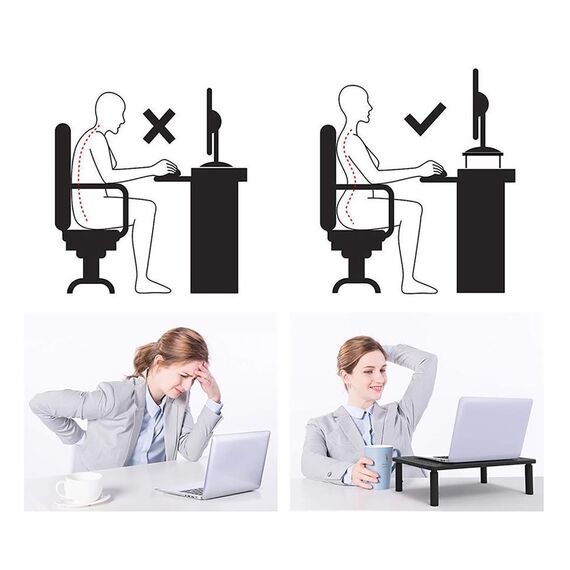 Maclean MC-946 Monitor Laptop Stand 13" - 32" 3-Level Height Adjustment with Drawer up to 20kg Sturdy Vented | Techbox
