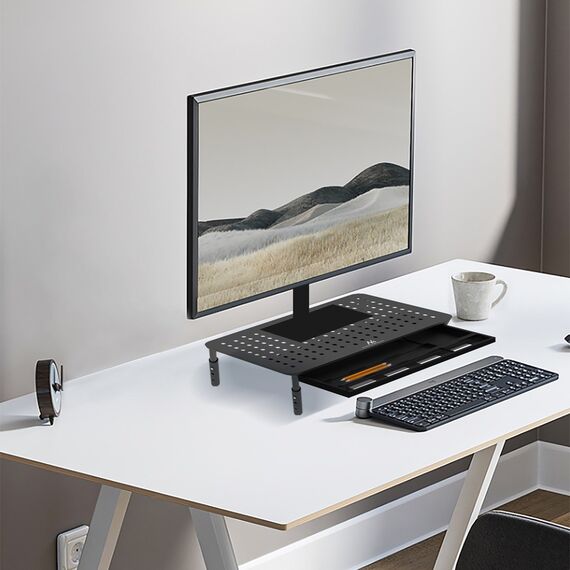 Maclean MC-946 Monitor Laptop Stand 13" - 32" 3-Level Height Adjustment with Drawer up to 20kg Sturdy Vented | Techbox