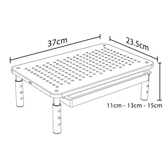 Maclean MC-946 Monitor Laptop Stand 13" - 32" 3-Level Height Adjustment with Drawer up to 20kg Sturdy Vented | Techbox