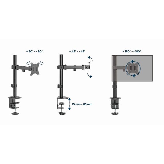 Gembird MA-D1-03 monitor mount / stand 81.3 cm (32") Desk Black | Techbox