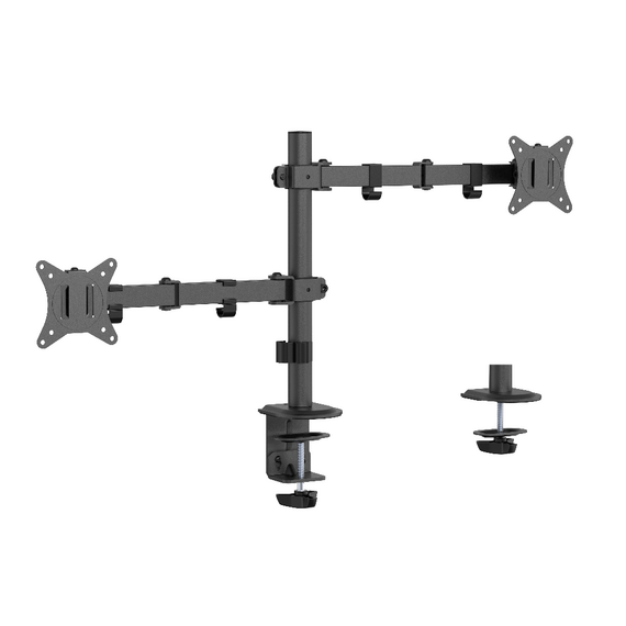 Gembird MA-D2-03 Adjustable desk mounted double monitor arm, 17”-32”, black - Stands & Accessories - Monitors & Mounts - Techbox